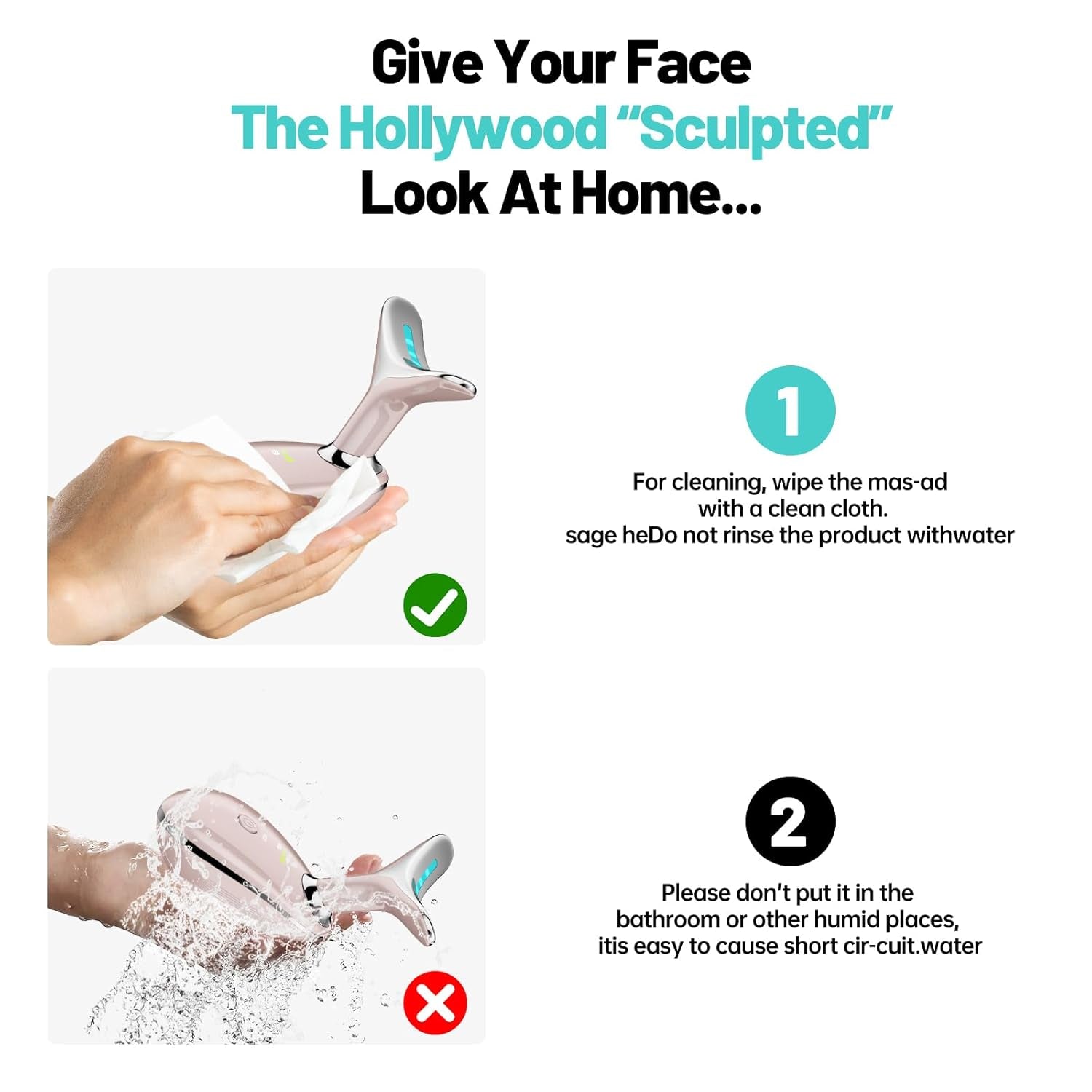 Red Light Therapy for Face, 7 Color LED Facial Light Therapy, RED Light Device(White)