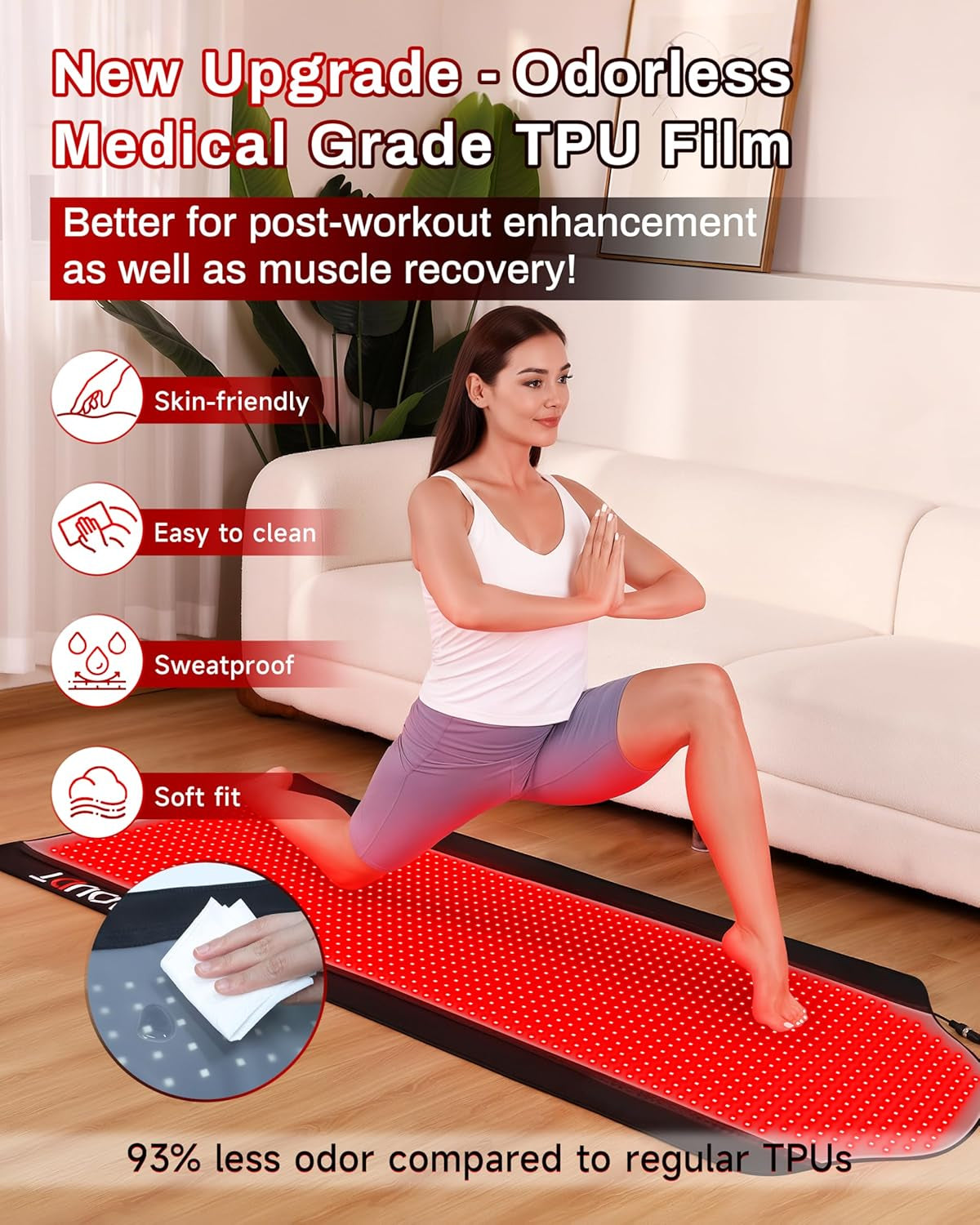 72"X33.3" Medical-Grade TPU Red Light Therapy Mat for Full Body Pain Relief, FSA&HSA Eligible Infrared Light Therapy Blanket for Home Use