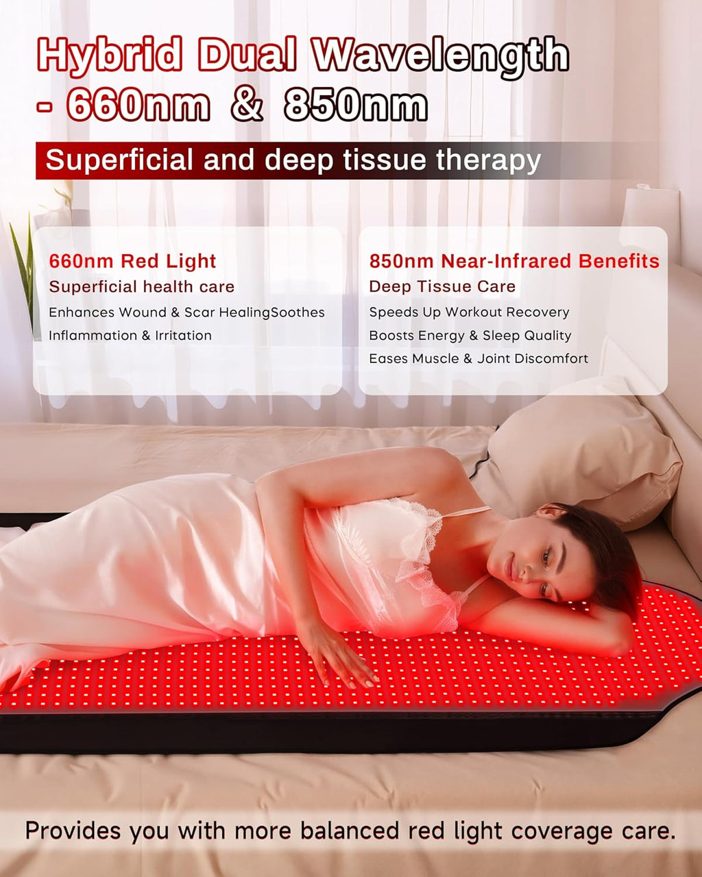 72"X33.3" Medical-Grade TPU Red Light Therapy Mat for Full Body Pain Relief, FSA&HSA Eligible Infrared Light Therapy Blanket for Home Use