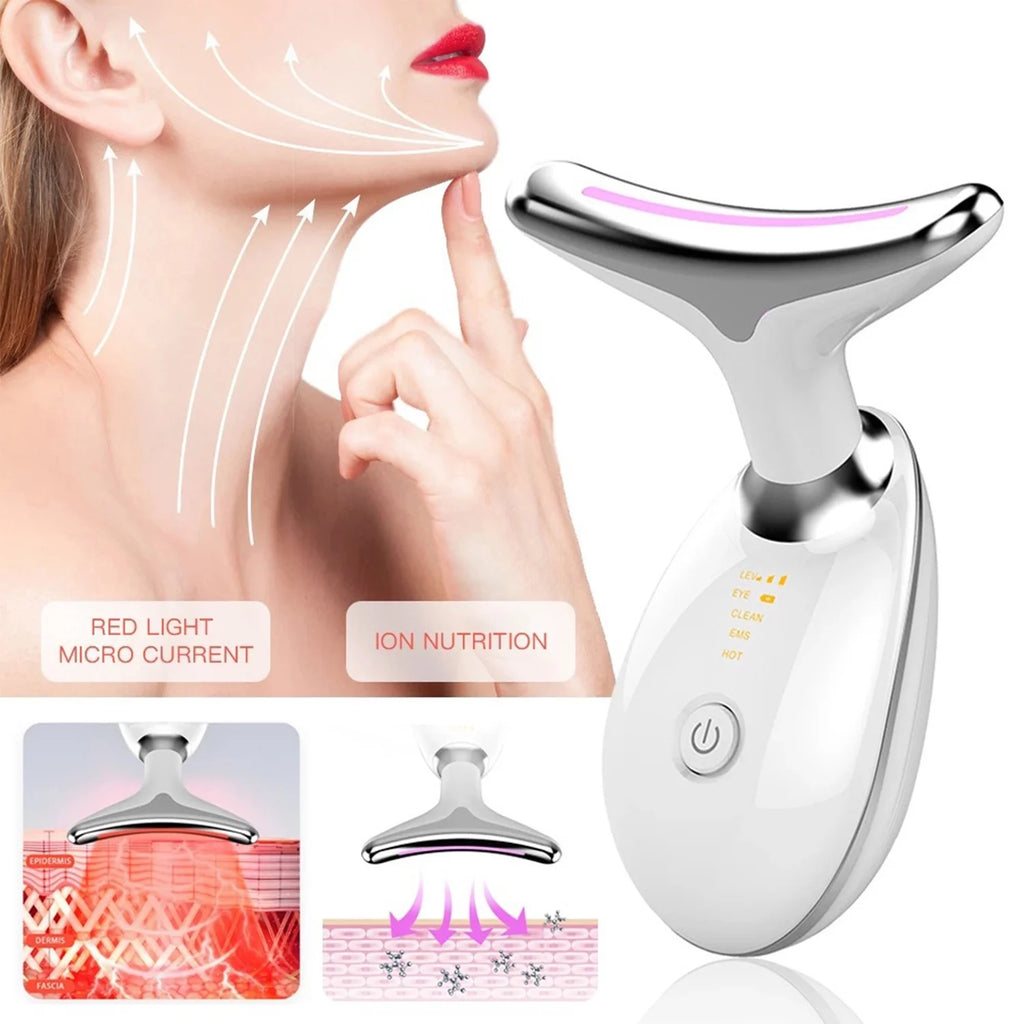 Firming Removal Device for Neck Face, Facial and Neck Massage Kit, Double Chin Reducer Vibration Massager for Skin Care,Improve, Firm, and Smooth, White