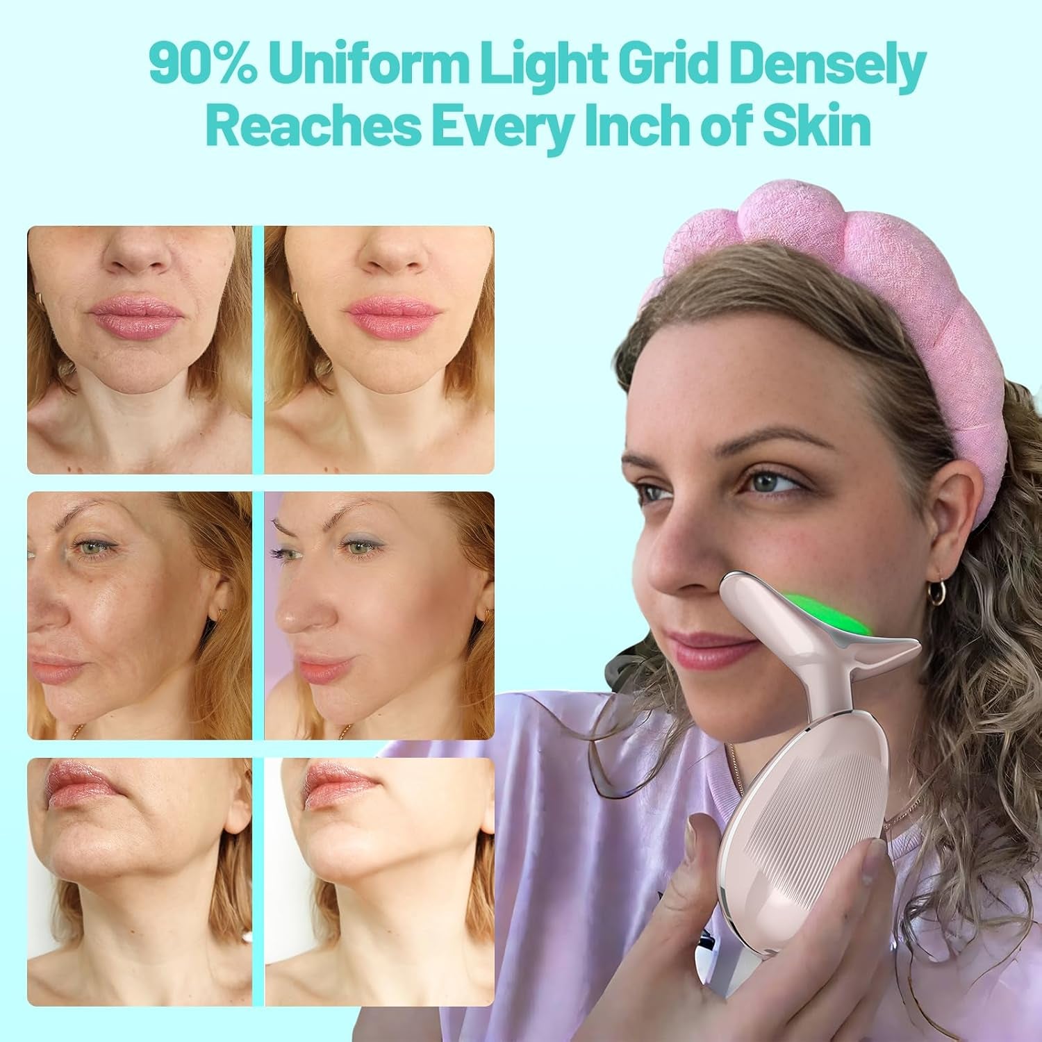 Red Light Therapy for Face, 7 Color LED Facial Light Therapy, RED Light Device(White)